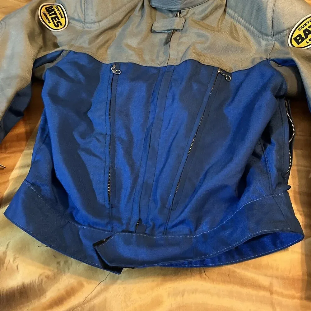 Custom BATES Blue Gray Armored Padded Motorcycle Jacket Made In USA S Or M‎